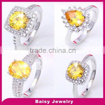 China Alibaba Hot Sale Beautiful 925 silver ring with orange stone