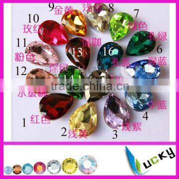 Newest! Wholesale Highest quality drop/pear Shape strass Gemstone Point back crystal for wedding dress