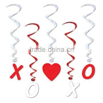 Valentines Day Red & Pink Swirl Hearts Hanging Decorations for Party photo-3