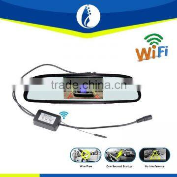 Digital Wireless Wifi 4.3inch Wire Free One Second Startup Car Rearview Mirror Tachograph photo-2