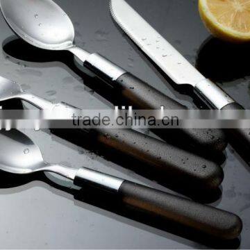 Black Plastic Handle Cutlery Set