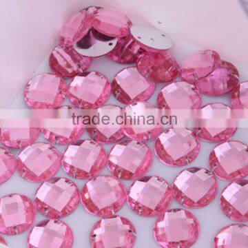 Factory Turtle Round Pink color sew on rhinstone for garment accessory