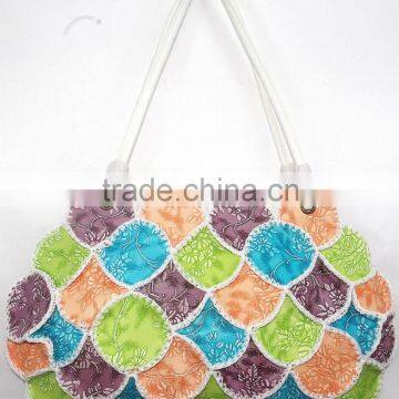 handmade leather bag ladies fancy large size crochet design multi color handbag many pockets