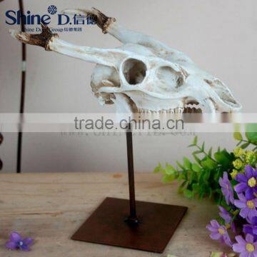 Duplicate muntjac skull decor animal skull w metal base for sale