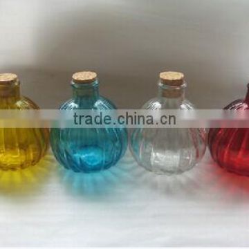 color printed decorative glass bottle aroma diffuser bottle with cork