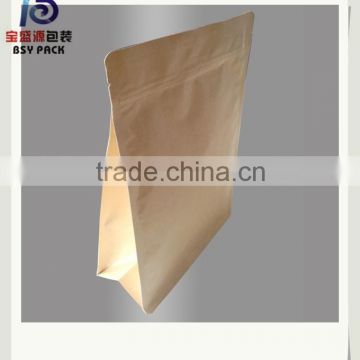 factory price stand up pouch flat bottom aluminium foil lined kraft paper bag with window