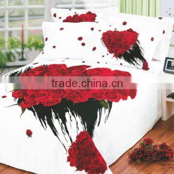 PRINTED COTTON 3D DESIGN REACTIVE PRINT DUVET COVER PILLOWCASES BEDDING SET WHITE BACKGROUND FLOWERAL BED SET
