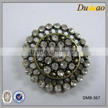 High quality round shape crystal beautiful rhinestone metal button