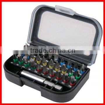 31pc Cr-V Color Ring Screwdriver Bit Set