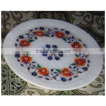 Designer Marble Inlay Plate, Marble Plate