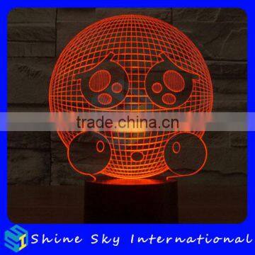 Acrylic 3D QQ Sad Expression LED Night Light Creative Stereoscopic 7 Colors Flashing Touch LED Bedside Lamp Christams Gift Light photo-3