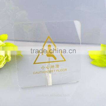 High transparent acrylic desktop notice warming sign display low price