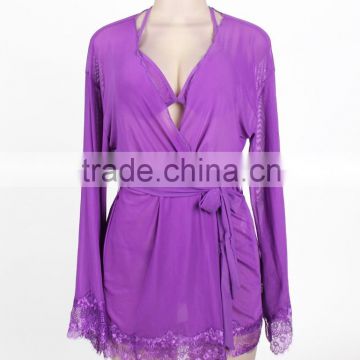 High quality romantic sexy eyelash lace robe