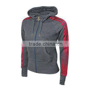 Dark Grey Color and Red Strap Women Hoodies