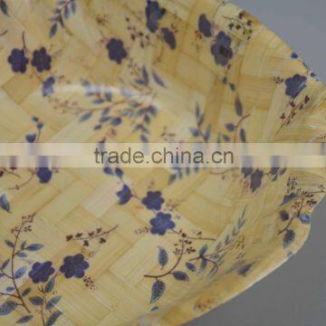 Retail No Normal Anomaly Triangle Color Painting Picture Handmade Bamboo Woven Wooden Salad Bowl Kitchen Tools photo-5