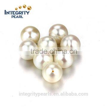 10-10.5mm AA near round half drilled natural freshwater pearl round beads no hole