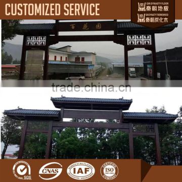 Thermowood front door in our flower planting garden located in Qingliu city