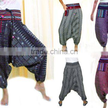 VTG HIPPIE BOHO oriental harem cotton gypsy yoga belly dance art fisherman Tribal Alladin Trousers pants