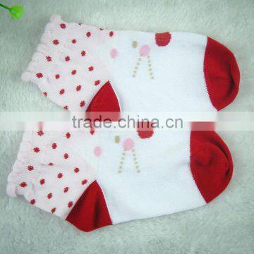 Cotton Baby Sock With White and Red Color ,wholesale Children Sock,cute Cat,drop Style