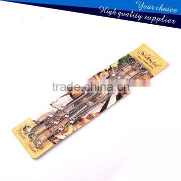 BBQ Skewer Stainless Steel Barbecure Grill 6pcs Flat Meats Skewer