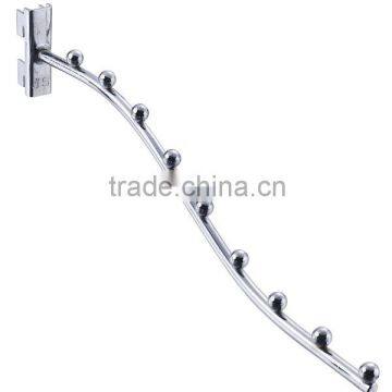 K75 Supermarket Hanging Chrome Metal Waterfall Display Hook for Slotted Channel