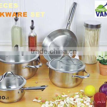 modern kitchen designs 7pcs stainless steel cookware set with stainless steel handle