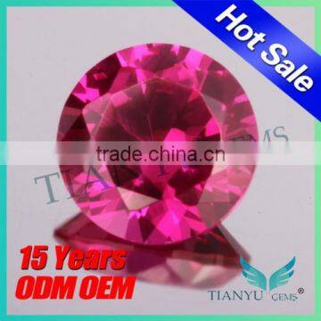 WUZHOU gems loose cubic zirconia 5# round shape synthetic corundum ruby gemstone