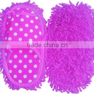 color printed cotton indoor cleaning slipper with pink color