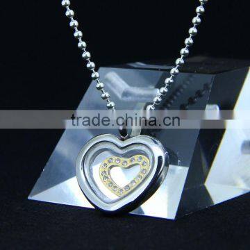 stainless steel heart glass chains pendants