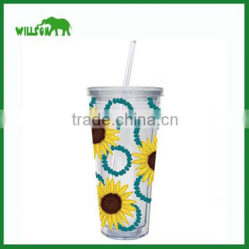 hot new product top quality double layer tumbler with straw