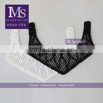 new arrival white and black flower pattern embroidery collar lace applique for lady garment