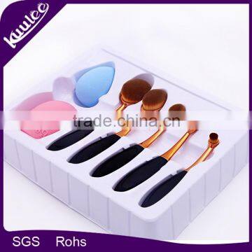 Make up puff brush cleaner egg 7pcs oval brush tool with retail box packing