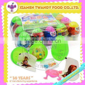 Newest design egg toy with tatto paper egg toy press candy