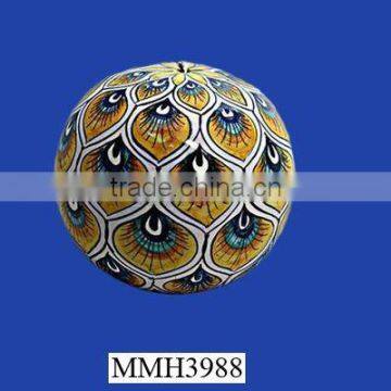 Round painted ceramic majolica xmas home decor