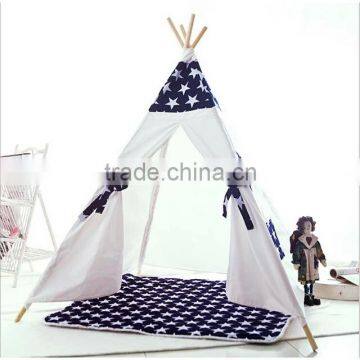 BSCI Aduit Black Striped Canvas Material Wooden Pole Children Kids Play Tepee Tent photo-2
