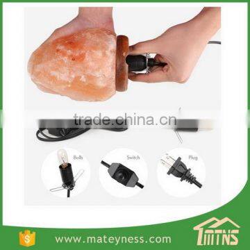 Wood Base Natural Crystal Himalayan Rock Salt Lamp photo-3