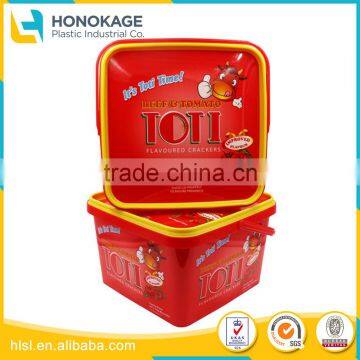 Red Plastic Disposable Cup Large Food Container with IML Plastic Printing, Food Packaging Cup with Cover