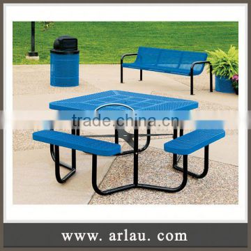 Arlau Small Round Size Coffee Table, Antique Picnic Tables, Fixed Metal Picnic Table