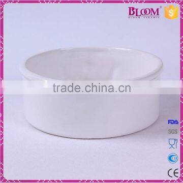 White Glazed Round Ceramic Pet Food Bowl photo-4