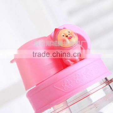 Pink Lid Plastic Baby Bottle Eco-friendly Clear Baby Bottle With Straw