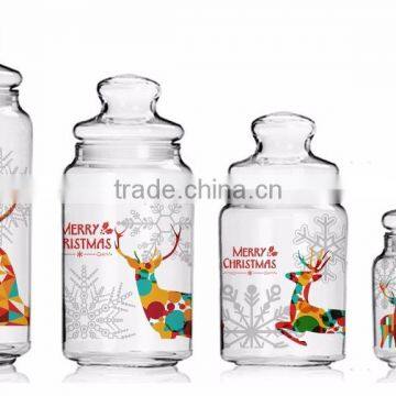 200ml 2000ml Christmas Deer Printing Glass Storage Jar Food Bottle Coffe Jar Cookie Jar Sweet Bottle photo-2