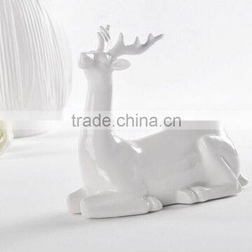 Plain White Modern Set of 4 Ceramic Milu Deer for Home Decoration photo-2