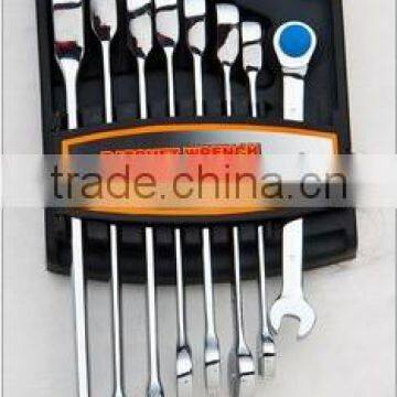 8pcs ratchet wrench set with black plastic frame