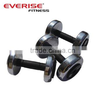 Chrome dumbbell with steel rubber coated handle