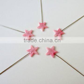 Fashion and high quality wheel pink star head sewing pin in 55mm