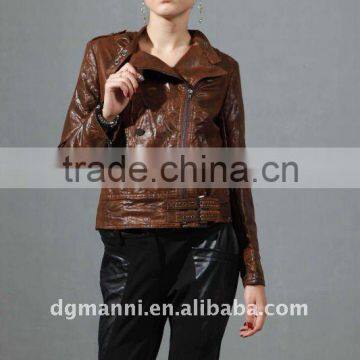 Lady Elegant leather jacket for women motocycle Jacket down jacket