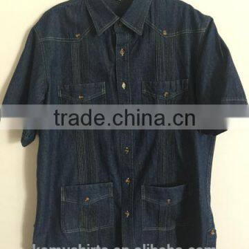 Man Short Sleeve denim Guayabera Shirts