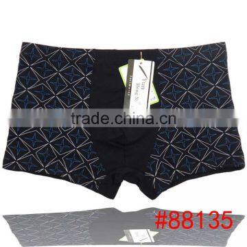 High quality printed grid sexy men's boxer briefs men's Bamboo Fiber underwear men boyshort