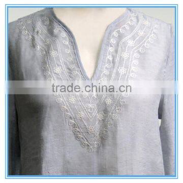 New Design Lady Latest Long Kurti Embroidered V-neck Designs Yada Clothing photo-3