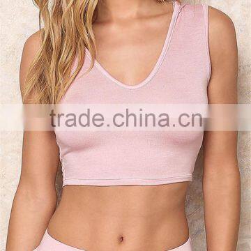 MGOO 2017 New Style Blush Lounge Basic Crop Tops Sleeveless Running Sets Tracksuits Jersey 95% Cotton 5% Spandex photo-4
